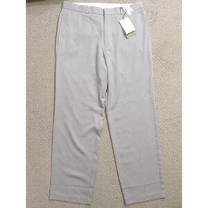 Cutter & Buck Khaki Beige Flat Front Pants Poly Rayon 4-Pockets Size 35x32 NWT‎